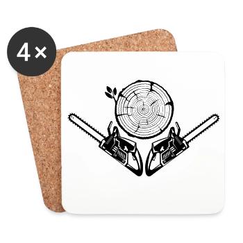 Modèle des tronçonneuses croisées - Dessous de verre (lot de 4) - blanc - Devant
