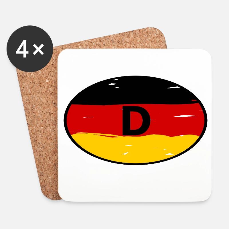Deutschland Aufkleber - Untersetzer (4er-Set) - Weiß