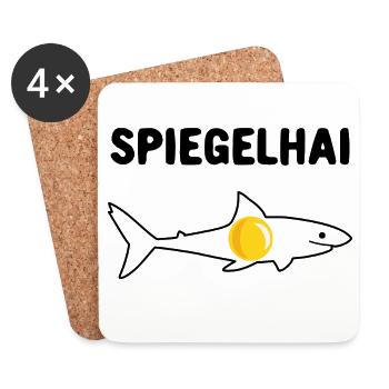 Spiegelhai Hai Spiegelei Wortwitz - Untersetzer (4er-Set) - Weiß - Vorne