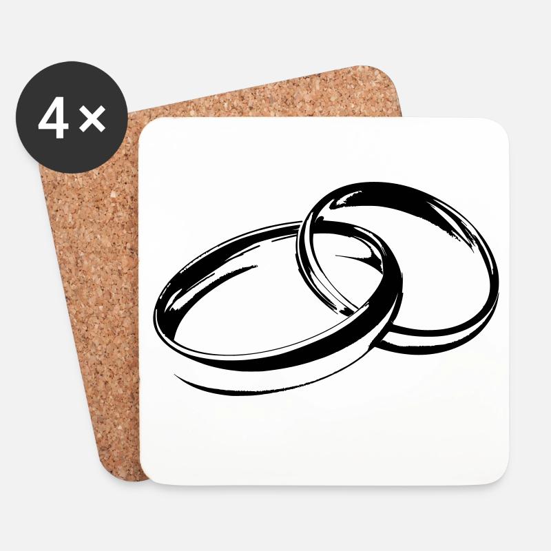 Eheringe Hochzeitsringe Trauringe - Untersetzer (4er-Set) - Weiß