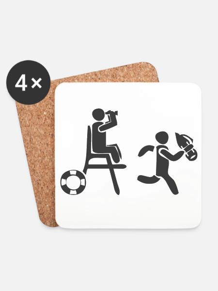 Rettungsschwimmer - Untersetzer (4er-Set) - Weiß