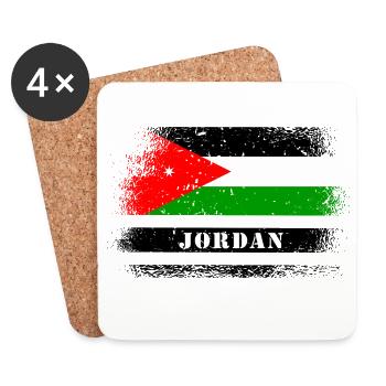 Drapeaux Jordan - Dessous de verre (lot de 4) - blanc - Devant