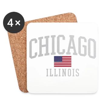 Chicago Flag Arc Emblem - Coasters (set of 4) - white - Front