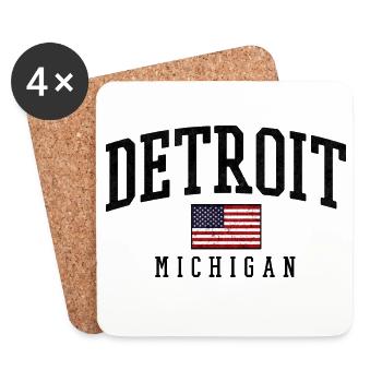 Detroit Michigan Vintage Flag - Untersetzer (4er-Set) - Weiß - Vorne