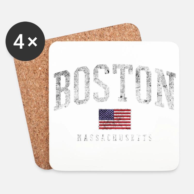 Boston Massachusetts Flag Graphic - Untersetzer (4er-Set) - Weiß