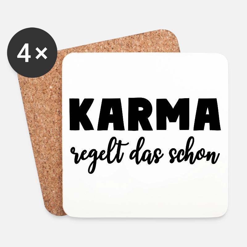 KARMA Regelt Das Schon Lustiger Spruch - Untersetzer (4er-Set) - Weiß