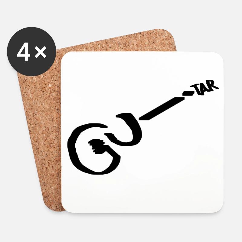 Guitar Pikto schwarz - Untersetzer (4er-Set) - Weiß