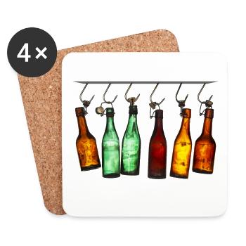 Hanging colorful bottles - Coasters (set of 4) - white - Front