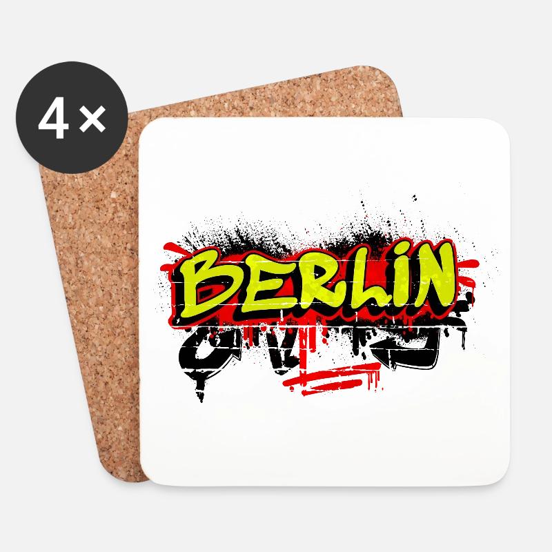 Berlin Graffiti Design - Untersetzer (4er-Set) - Weiß