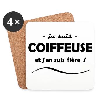 je suis coiffeuse - Dessous de verre (lot de 4) - blanc - Devant
