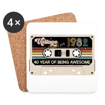 Kassette 1982 Vintage 40 Years - Untersetzer (4er-Set) - Weiß - Vorne