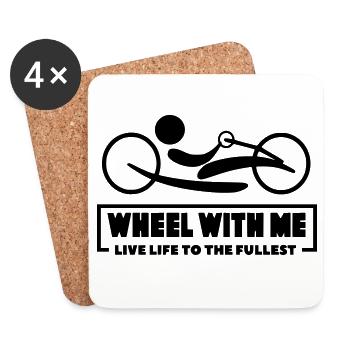 Roll mit mir mit meinem Rollstuhl-Handbike * - Untersetzer (4er-Set) - Weiß - Vorne