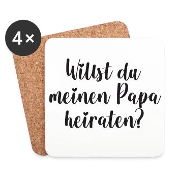 Papa Heiratsantrag Antrag heiraten Kind Baby - Untersetzer (4er-Set) - Weiß - Vorne