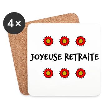 RETRAITE. BONNE RETRAITE. JOYEUSE RETRAITE - Dessous de verre (lot de 4) - blanc - Devant