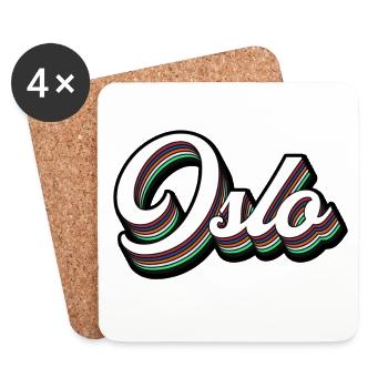 Oslo City - Modernes Typografie Motiv - Untersetzer (4er-Set) - Weiß - Vorne