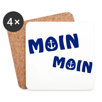 Moin Moin mit Anker - Untersetzer (4er-Set) - Weiß - Vorne