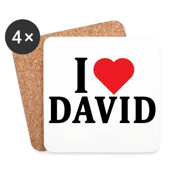 T-Shirt Ich liebe David T-Shirt Geschenkidee - Untersetzer (4er-Set) - Weiß - Vorne