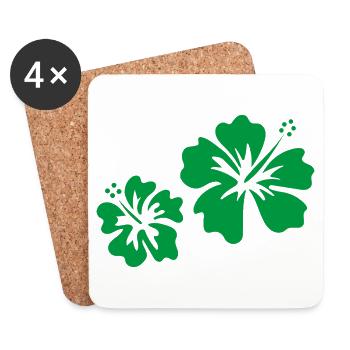 Hibiscus vert - Dessous de verre (lot de 4) - blanc - Devant