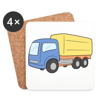 Camion Lastwagen LKW - Dessous de verre (lot de 4) - blanc - Devant