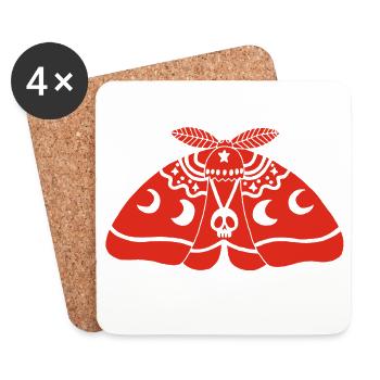Papillon de nuit rouge - Dessous de verre (lot de 4) - blanc - Devant