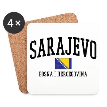 Art du drapeau de Bosnie Balkans - Dessous de verre (lot de 4) - blanc - Devant