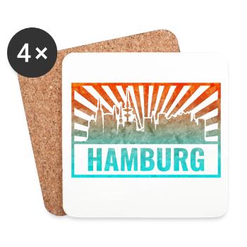 Hamburg Skyline Gradient - Coasters (set of 4) - white - Front