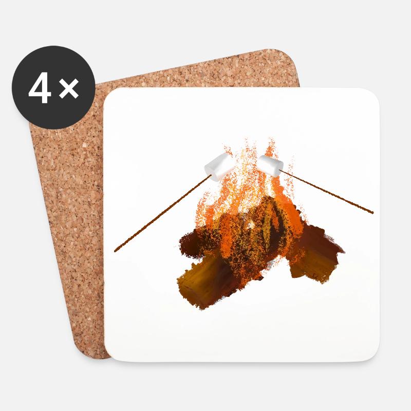Lagerfeuer mit Marshmallows - Untersetzer (4er-Set) - Weiß