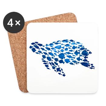 Turtle Fish Sea creatures - Coasters (set of 4) - white - Front