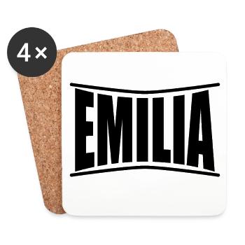 Emilia T-Shirt Geschenkidee T-Shirt - Untersetzer (4er-Set) - Weiß - Vorne