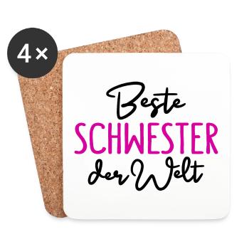 Beste Schwester der Welt Geschwister Schwester - Untersetzer (4er-Set) - Weiß - Vorne