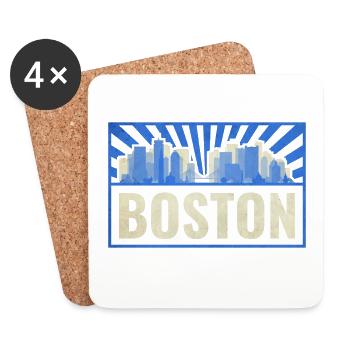 Boston États-Unis - Dessous de verre (lot de 4) - blanc - Devant
