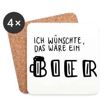 Ich wünschte das wäre ein Bier - Untersetzer (4er-Set) - Weiß - Vorne