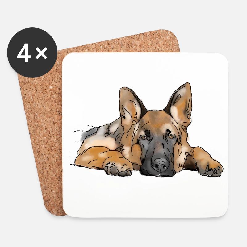 Schäferhund - Untersetzer (4er-Set) - Weiß