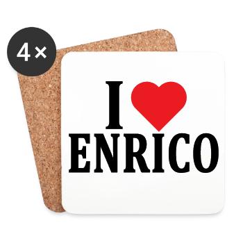 t-shirt J’adore Enrico idée cadeau t-shirt - Dessous de verre (lot de 4) - blanc - Devant