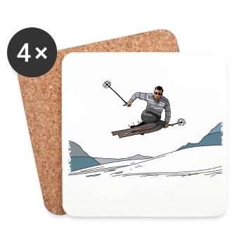 Skifahren, Pistenspaß - Untersetzer (4er-Set) - Weiß - Vorne