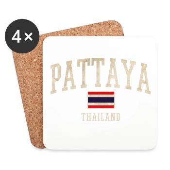 Pattaya Thailand Vintage Script - Coasters (set of 4) - white - Front