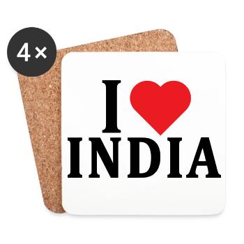 t-shirt I love India t-shirt idée cadeau - Dessous de verre (lot de 4) - blanc - Devant