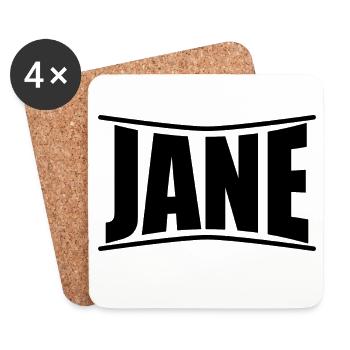 t-shirt Jane t-shirt Idée cadeau - Dessous de verre (lot de 4) - blanc - Devant