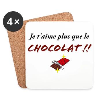 JE T AIME PLUS que le chocolat - Dessous de verre (lot de 4) - blanc - Devant