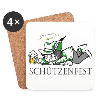 Schützenfest Schütze Bier - Untersetzer (4er-Set) - Weiß - Vorne