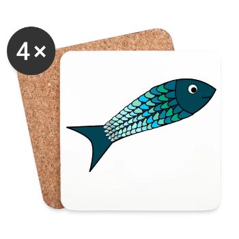 SARDINE. FISCH. APRILSCHERZ. OSTERN. MEER - Untersetzer (4er-Set) - Weiß - Vorne