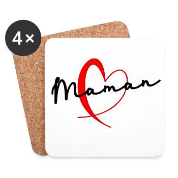 MAMAN. FÊTE DES MÈRES. BONNE FÊTE MAMAN. JE T'AIME - Dessous de verre (lot de 4) - blanc - Devant