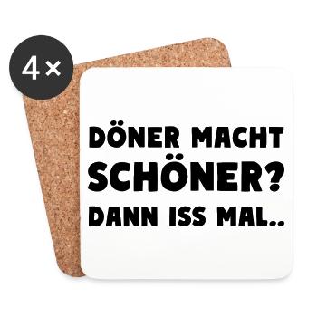 Döner macht schöner? Dann iss mal.. - Untersetzer (4er-Set) - Weiß - Vorne