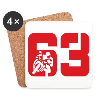 63 Motorrad Biker Moto Nr. 63 - Untersetzer (4er-Set) - Weiß - Vorne