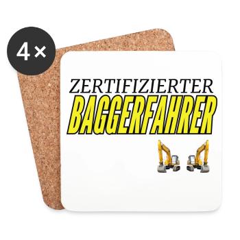 Zertifizierter Baggerfahrer - Untersetzer (4er-Set) - Weiß - Vorne