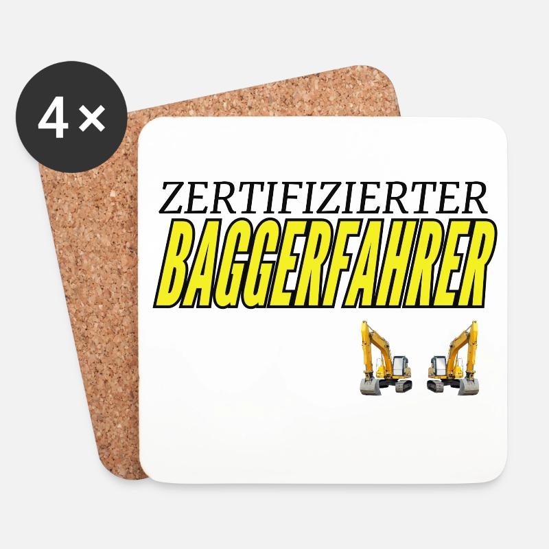 Zertifizierter Baggerfahrer - Untersetzer (4er-Set) - Weiß