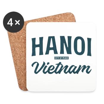 Hanoi Vietnam Vintage Schrift - Untersetzer (4er-Set) - Weiß - Vorne