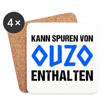 Kann Spuren Von Ouzo Enthalten - Untersetzer (4er-Set) - Weiß - Vorne