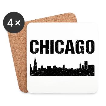 Chicago Skyline City Chicago - Untersetzer (4er-Set) - Weiß - Vorne