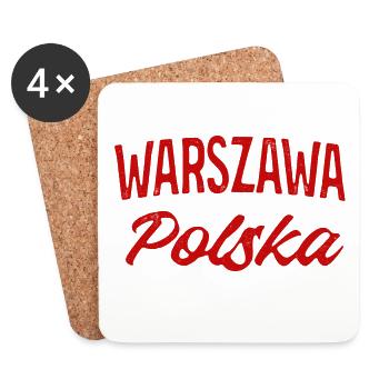Warszawa Polska Retro Script - Untersetzer (4er-Set) - Weiß - Vorne